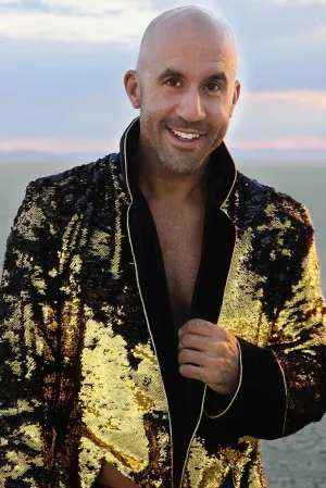 Mens Sequin Tuxedo Jacket - Gold & Black