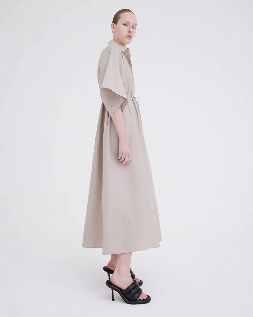 Molloy Cotton Silk Dress in Biscuit Neutral