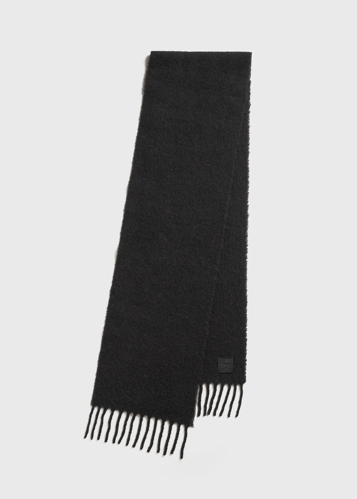 Monogram leather patch scarf black