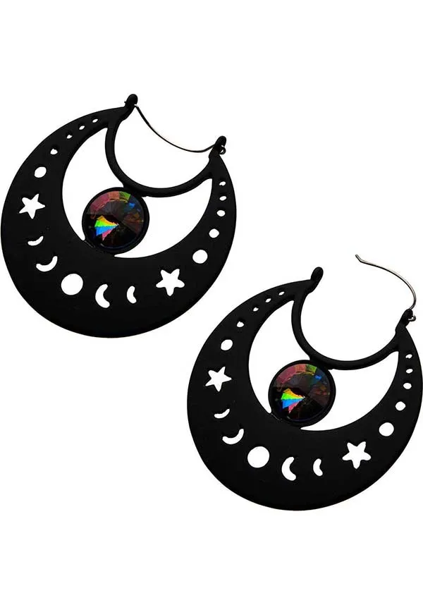 Moon Phase Gem | PLUG HOOP EARRINGS