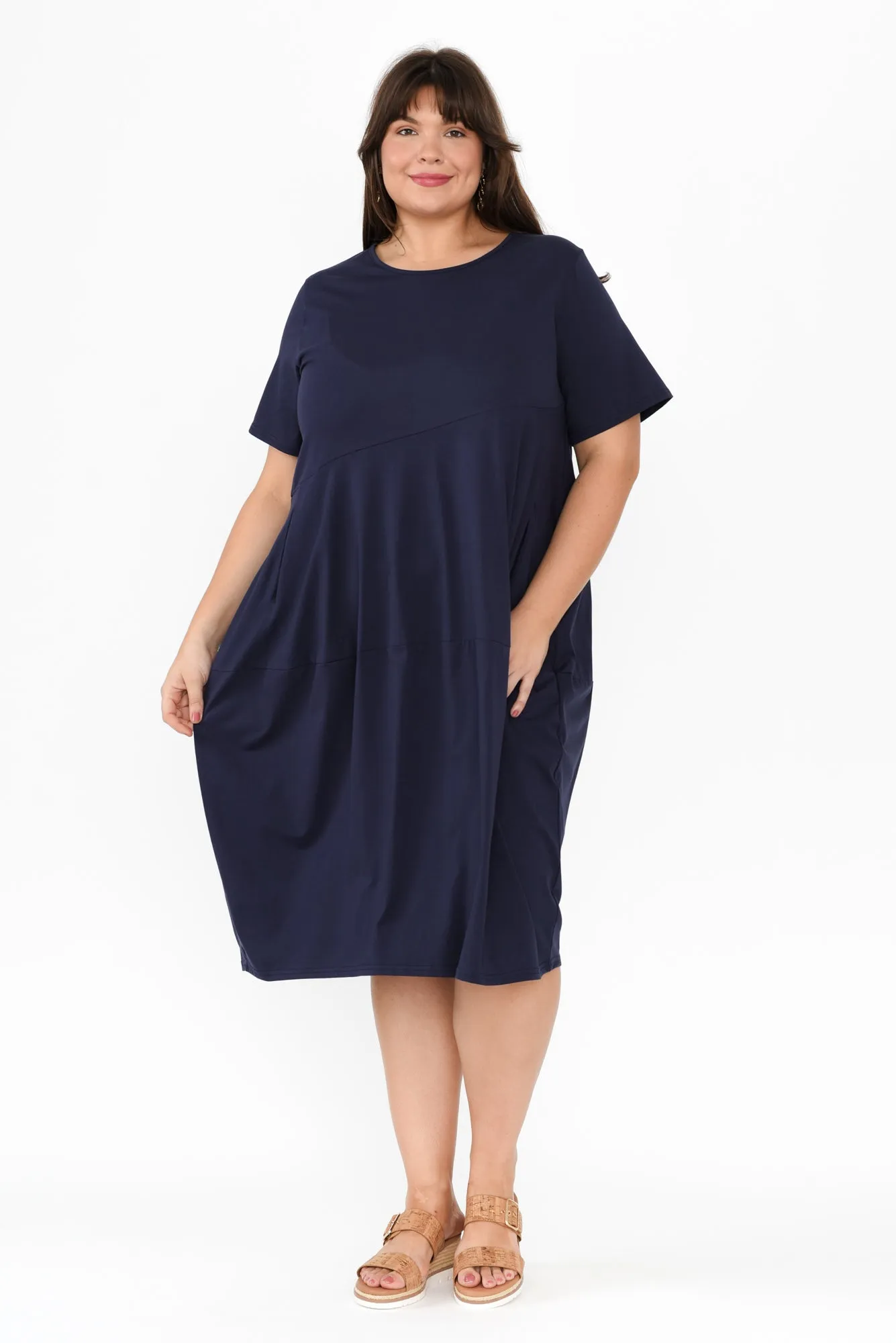 Morgan Indigo Diagonal Seam Dress