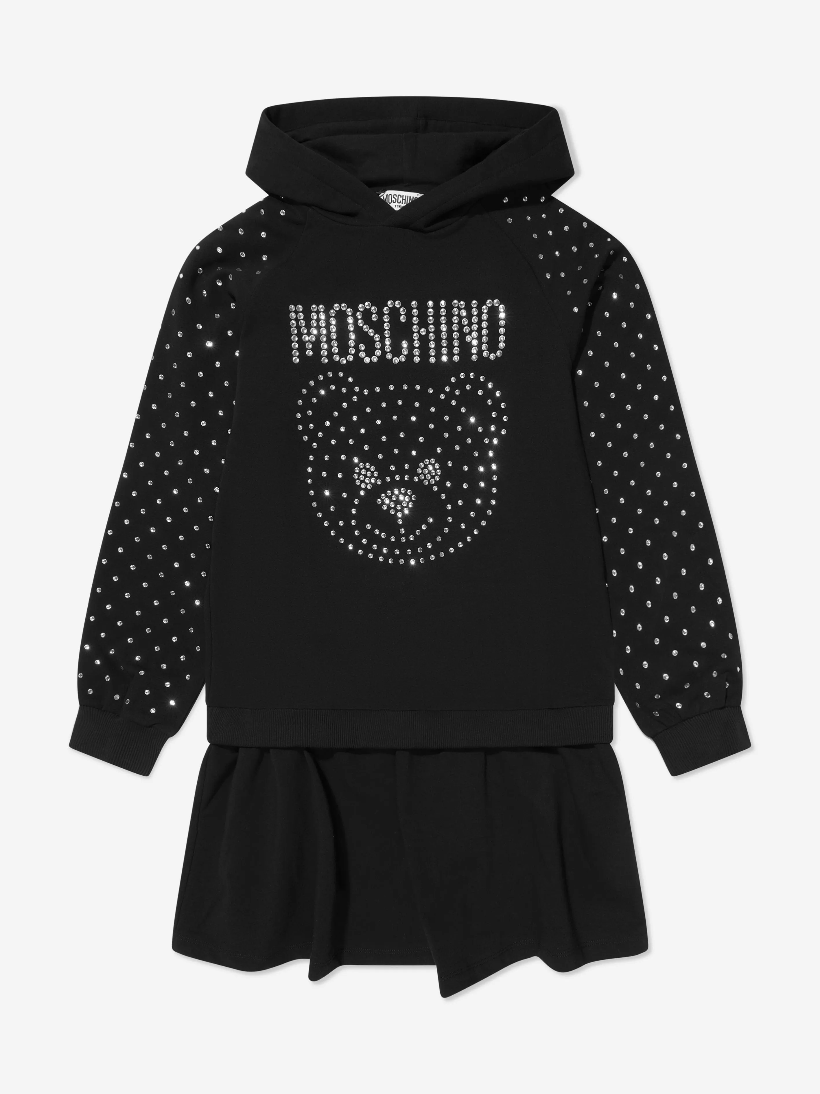 Moschino Girls Bear Logo Hooded Sweater Dress