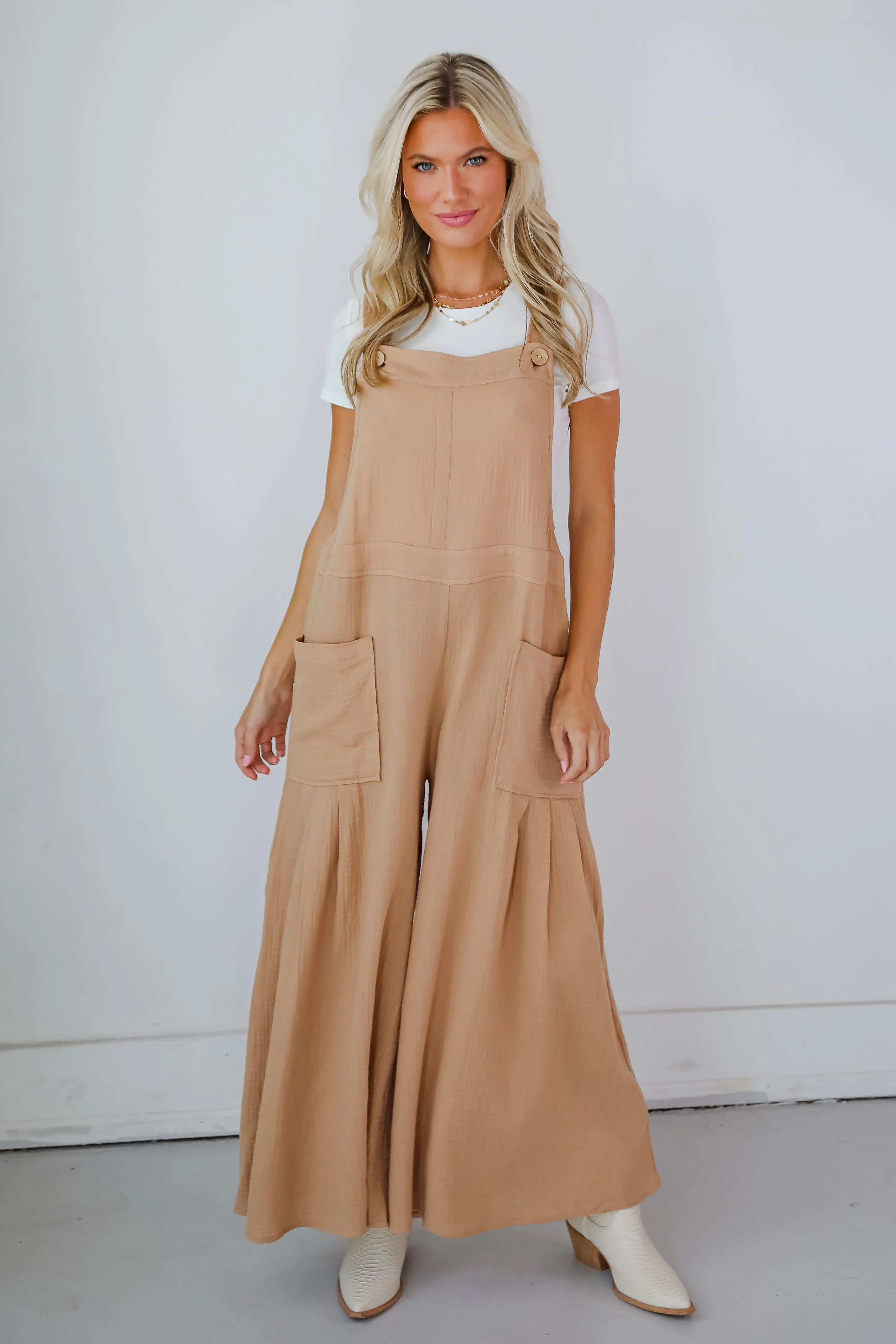 Notable Charisma Taupe Linen Overalls