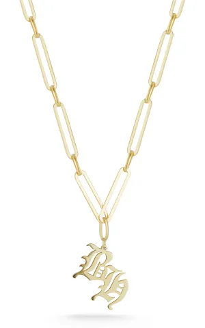 Old English Double Initial Link Necklace