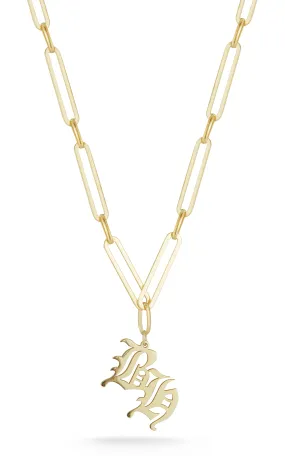 Old English Double Initial Link Necklace