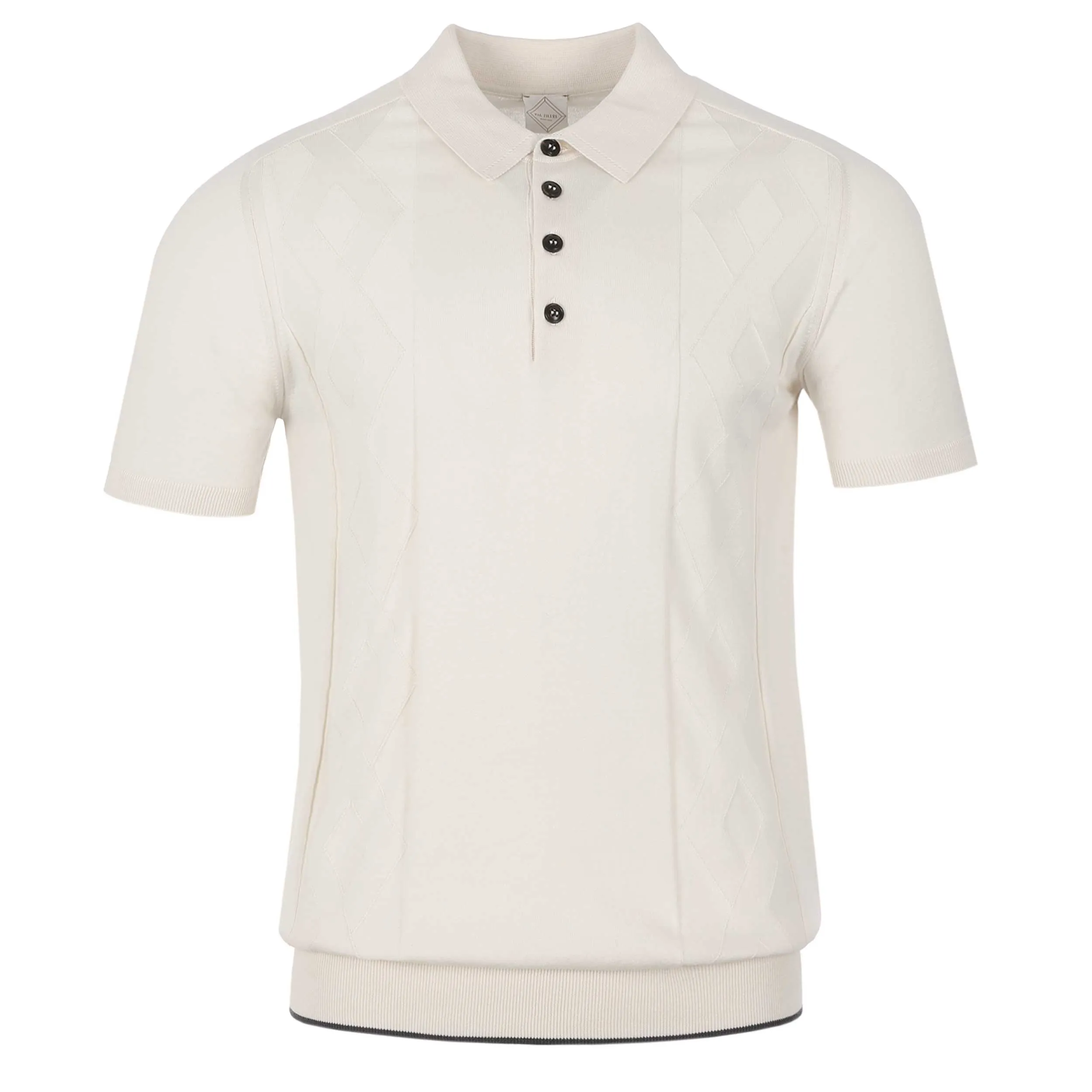 Pal Zileri Cable Self Print Polo Shirt in Cream