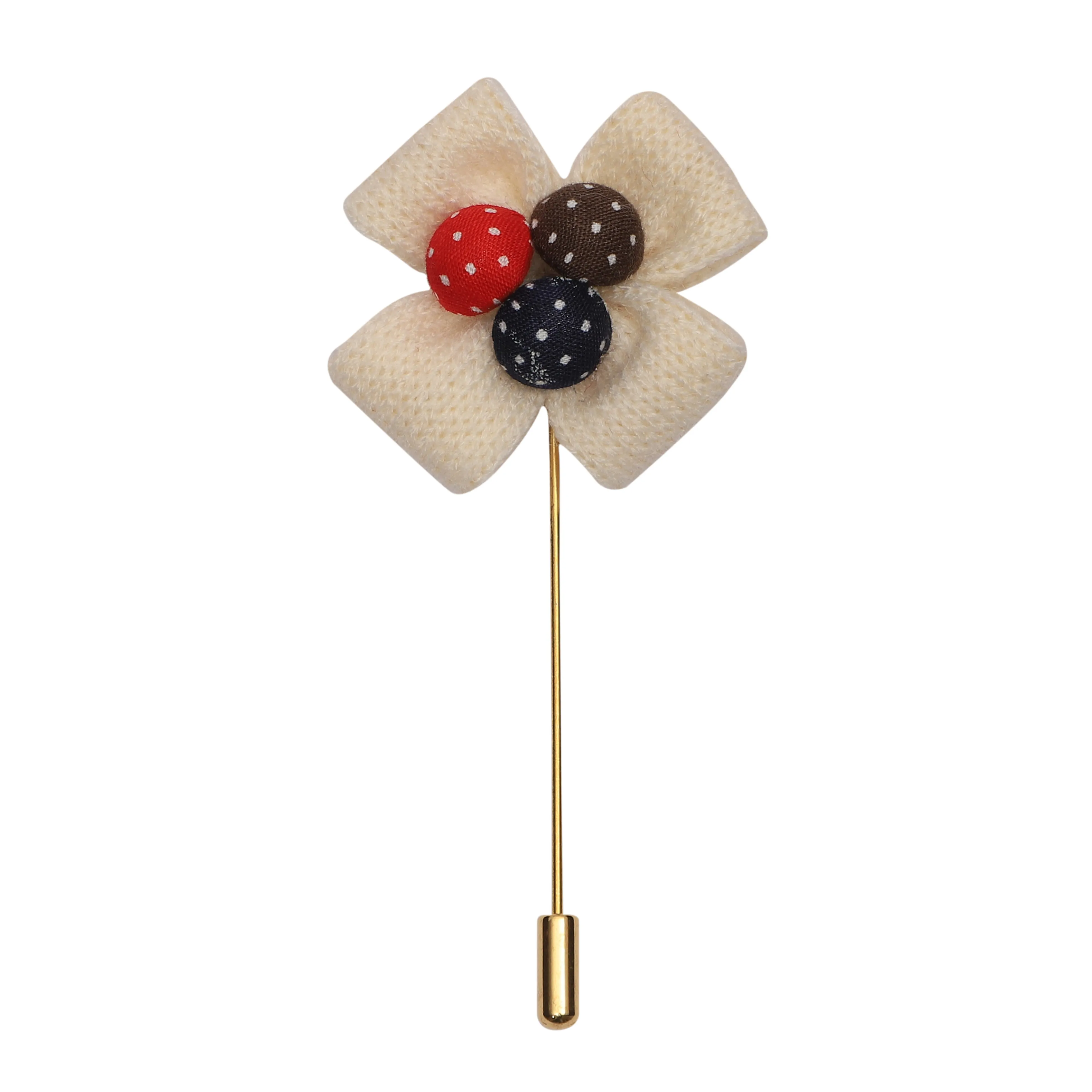 Peluche Beautiful Floral Beige Brooch For Men