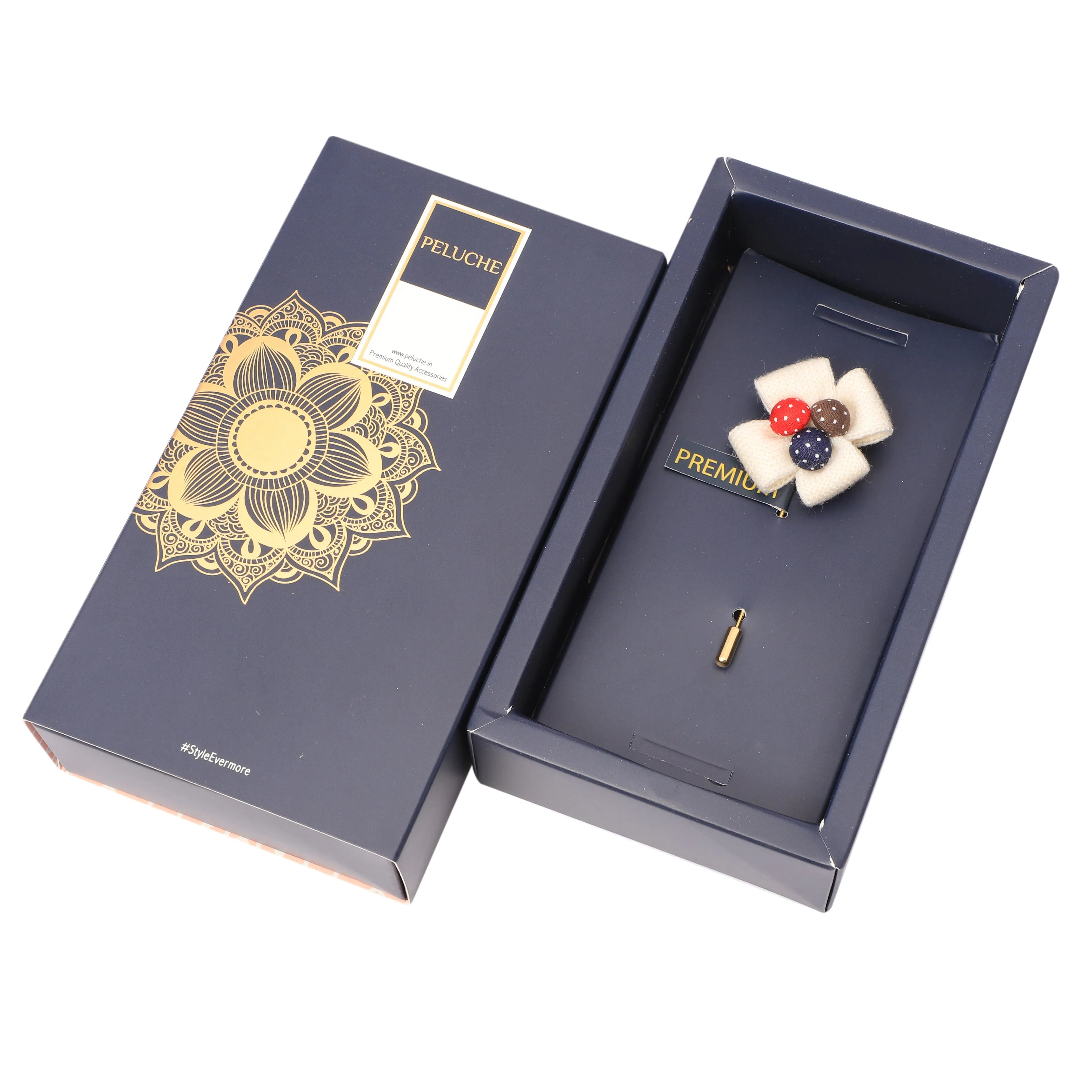 Peluche Beautiful Floral Beige Brooch For Men