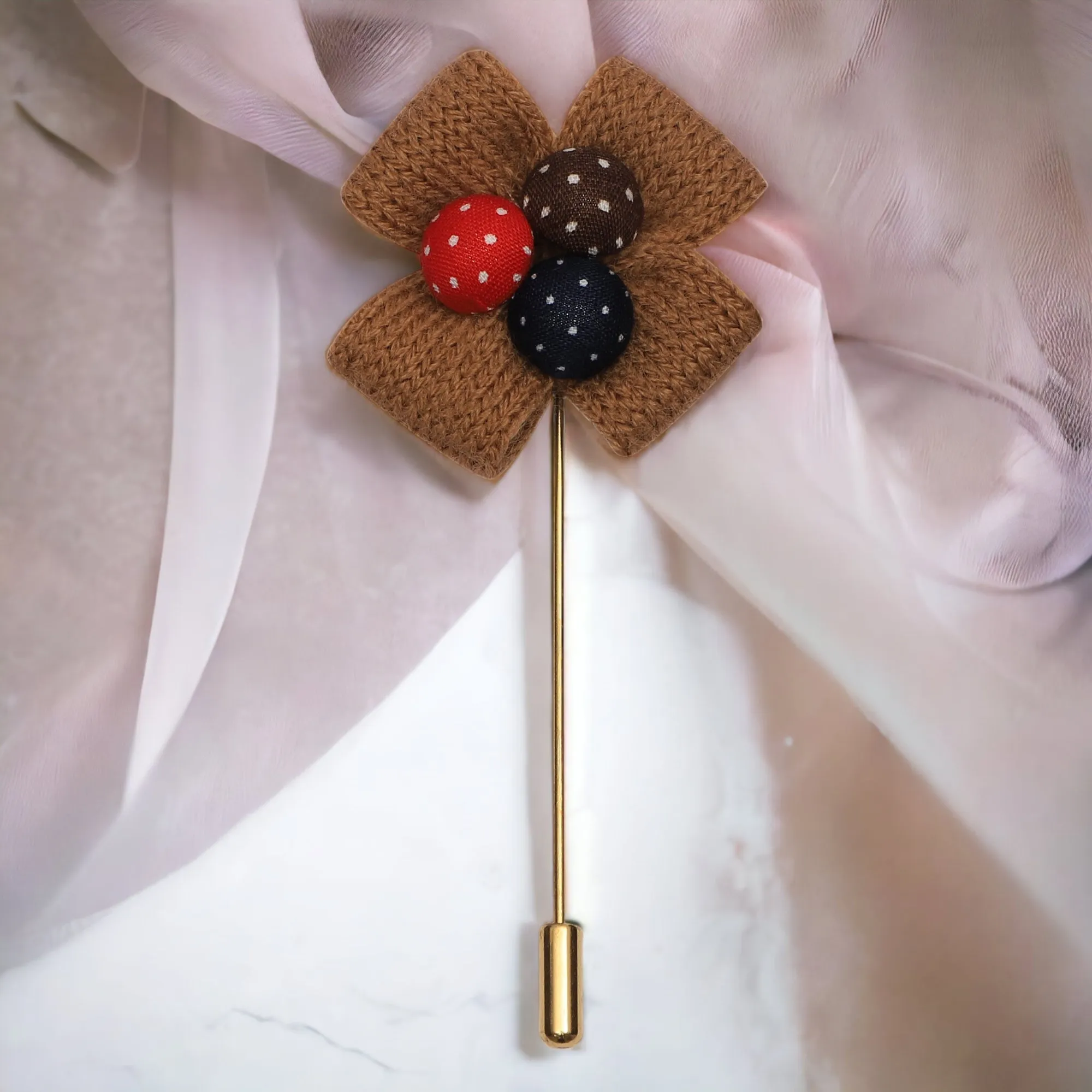 Peluche Beautiful Floral Brown Brooch For Men