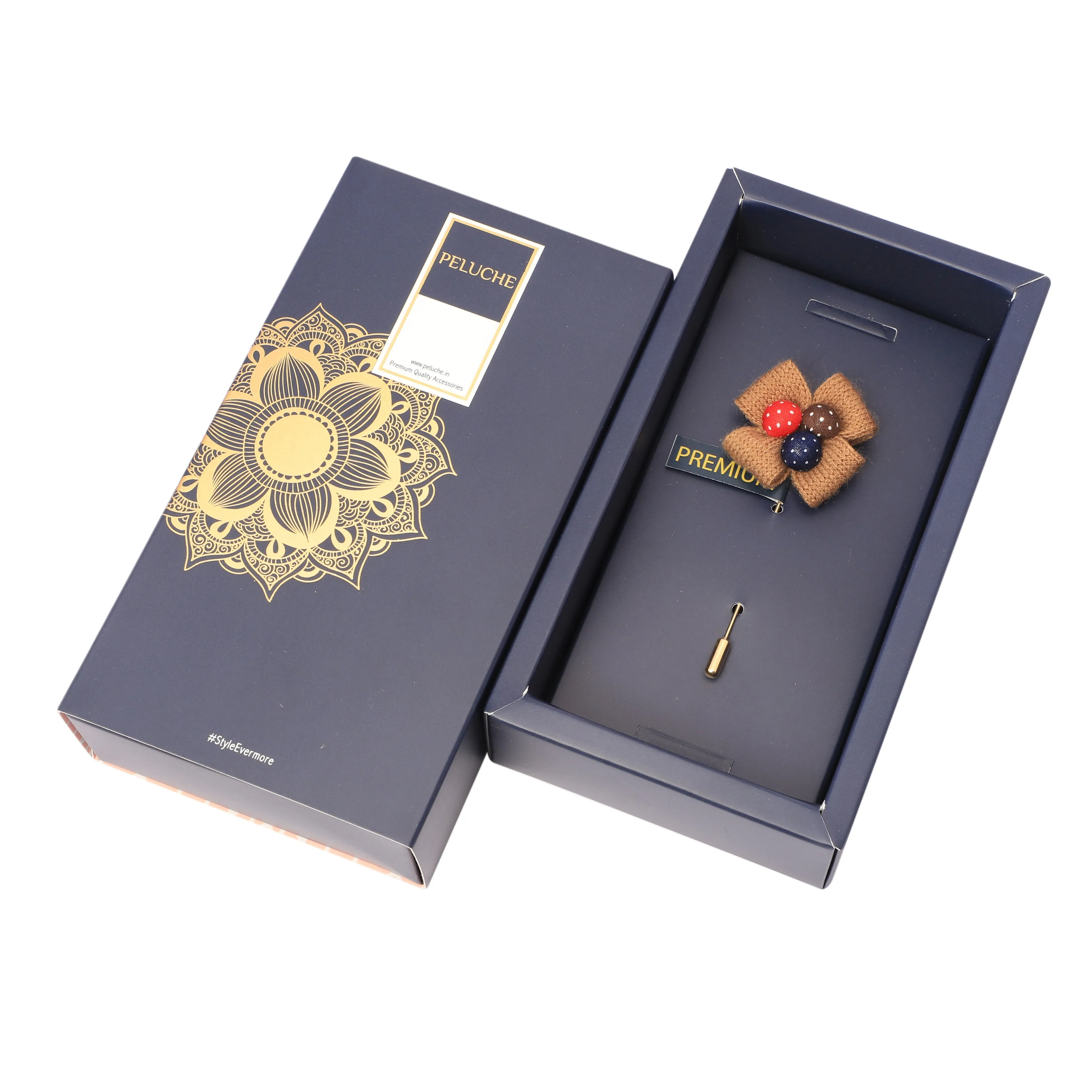 Peluche Beautiful Floral Brown Brooch For Men