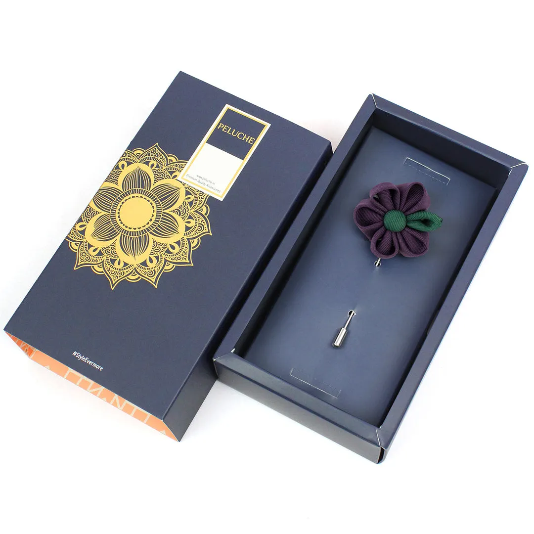 Peluche Dual Shaded Beauty Dark Purple and Dark Green Colored Brooch for Men