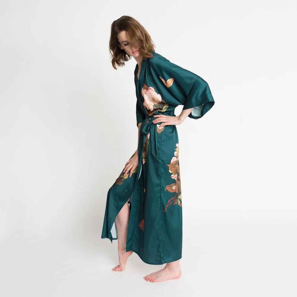 Peony & Butterfly Long Kimono Robe