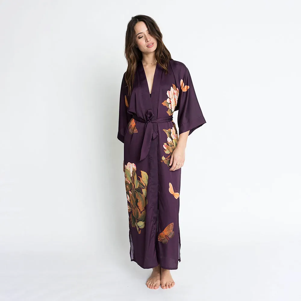 Peony & Butterfly Long Kimono Robe