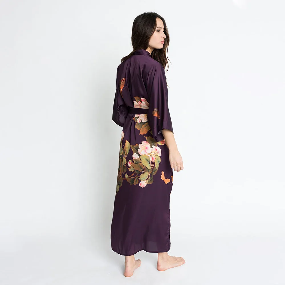 Peony & Butterfly Long Kimono Robe