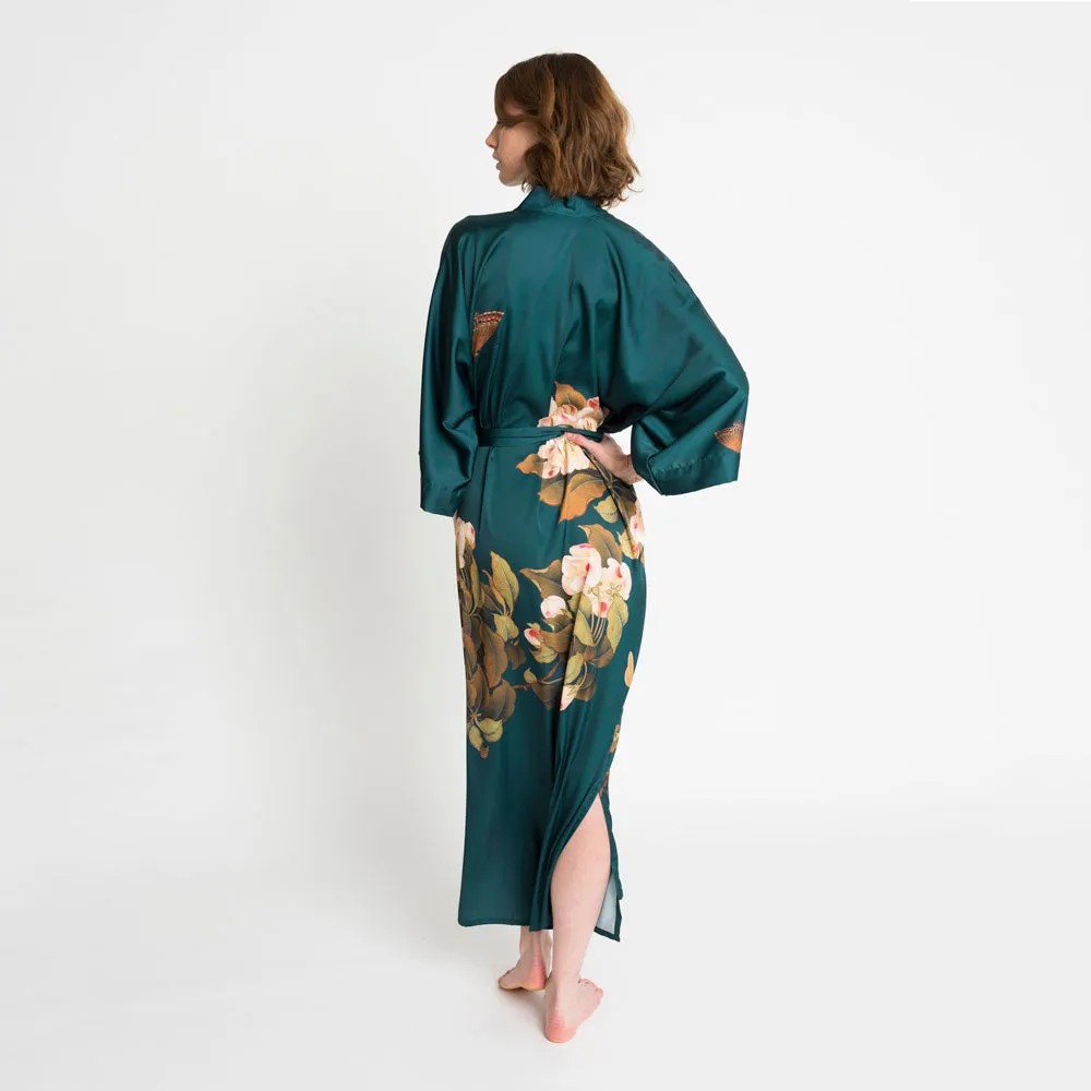 Peony & Butterfly Long Kimono Robe