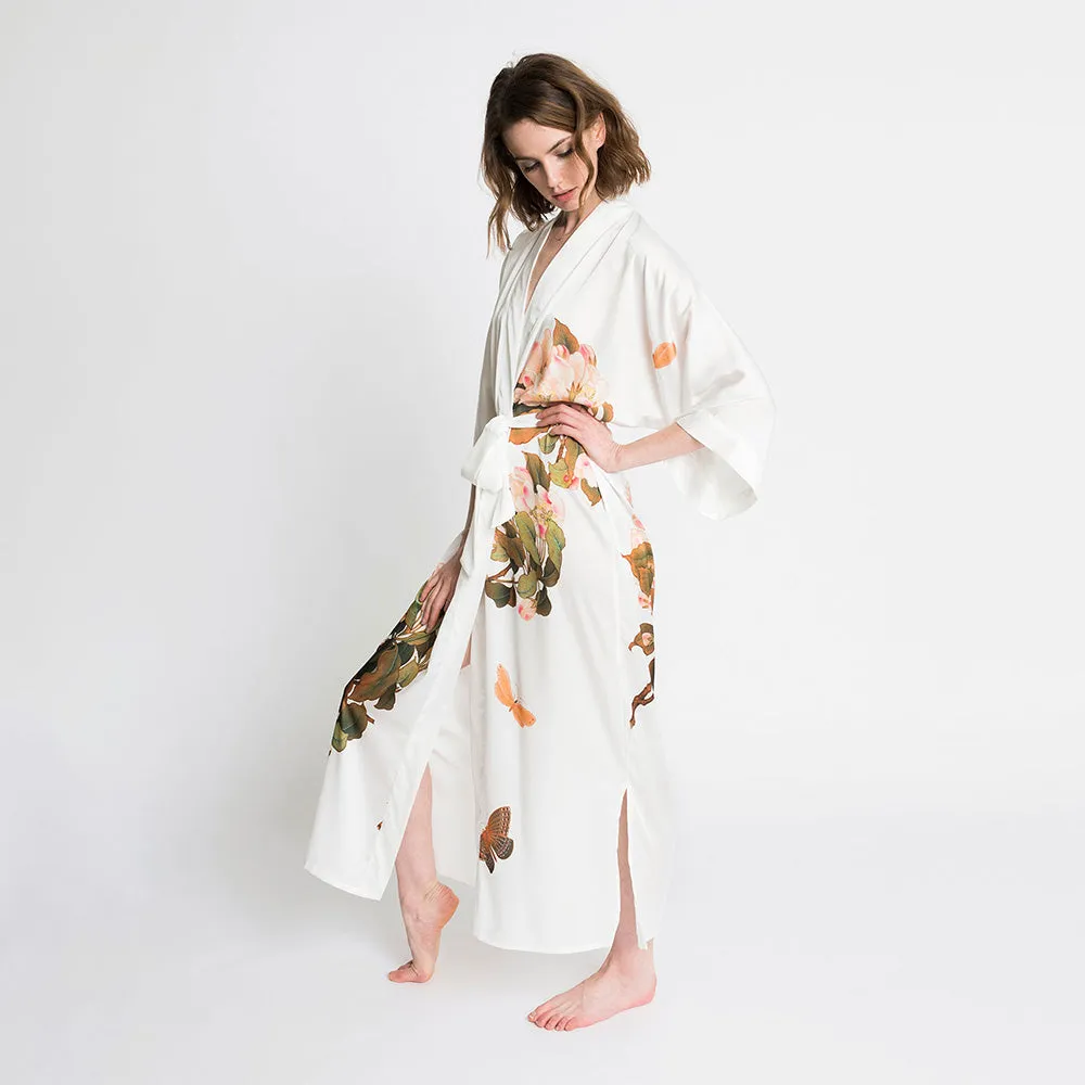 Peony & Butterfly Long Kimono Robe