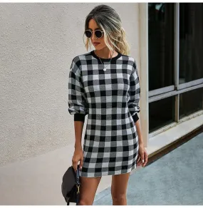 Plaid Knit Sweater Dress