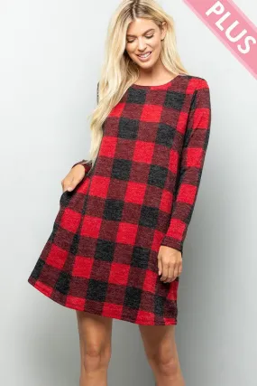 Plus Size Buffalo Plaid Sweater Dress