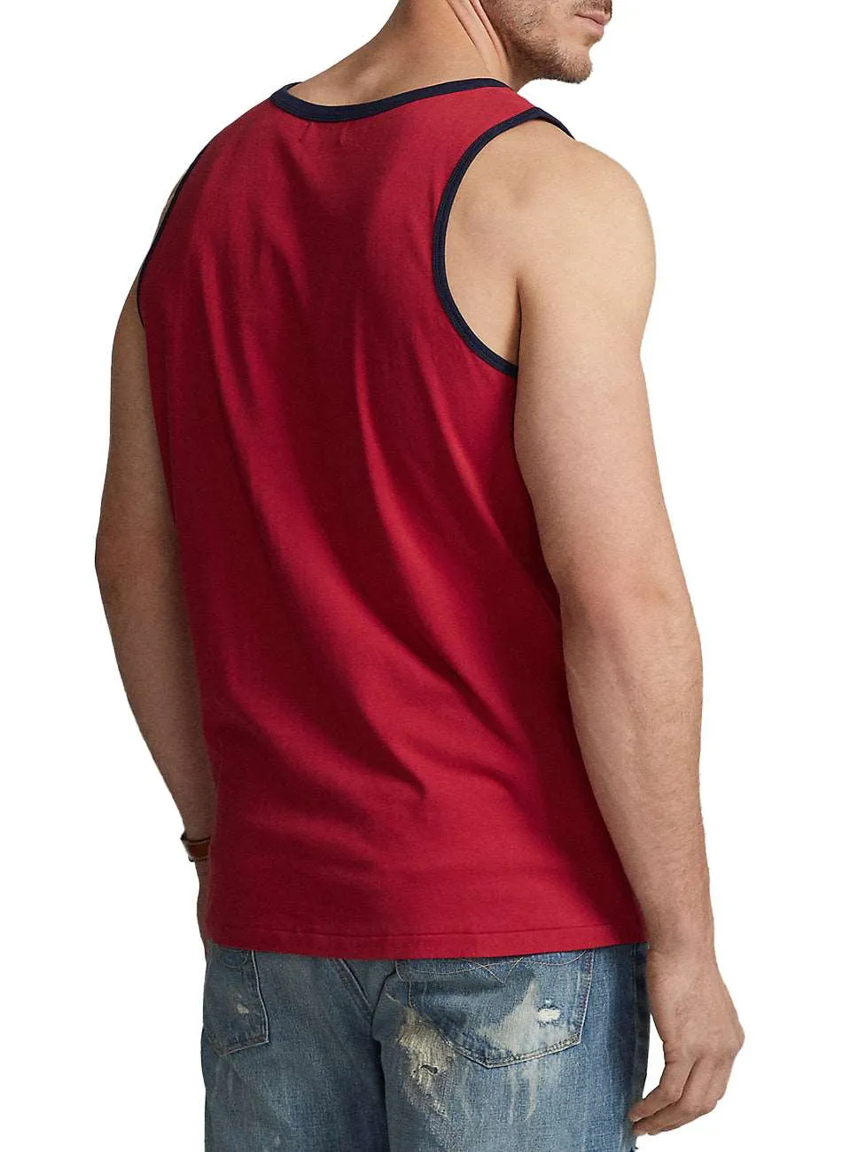 Polo Bear Graphic Red Jersey Tank Top