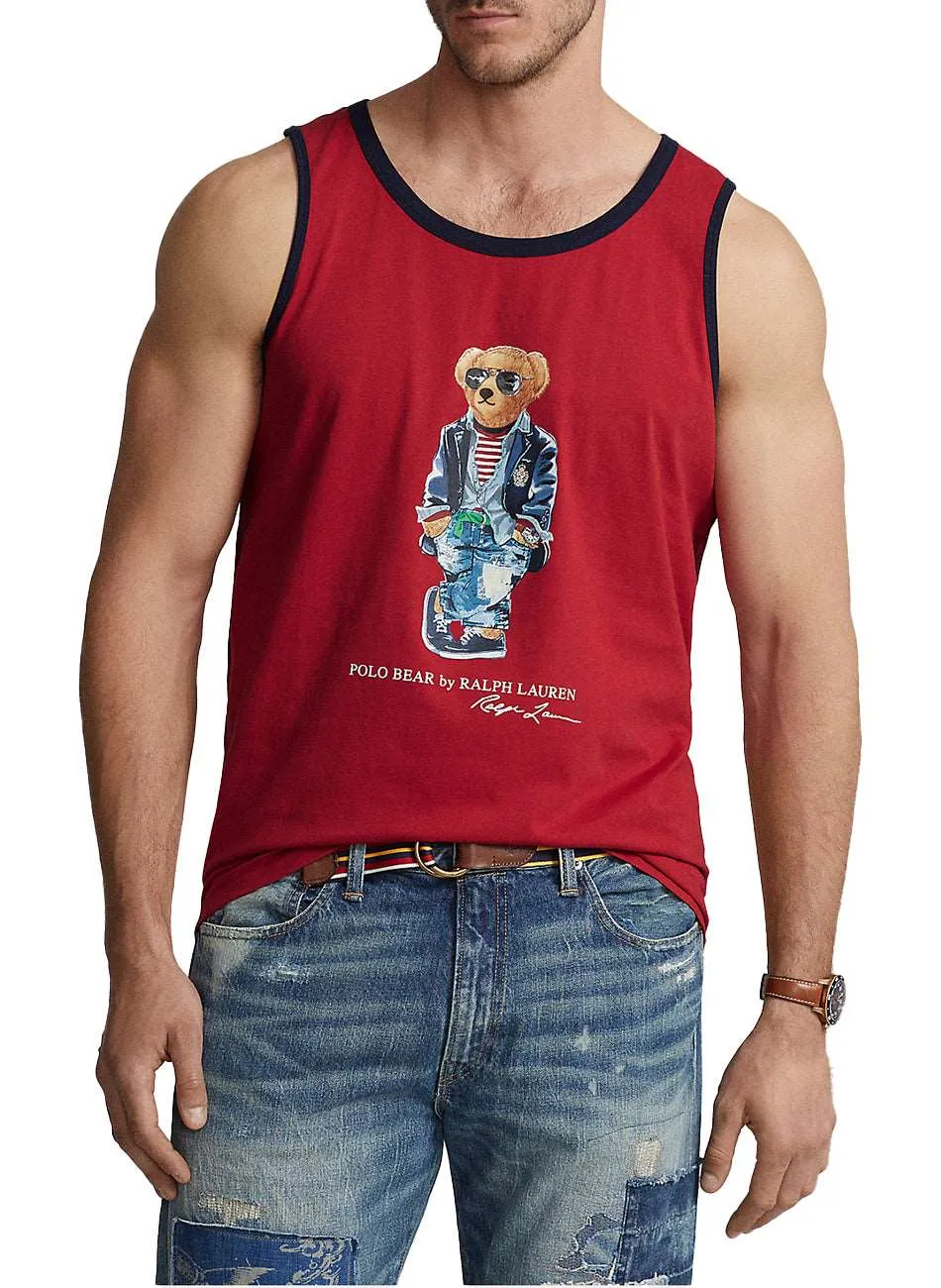 Polo Bear Graphic Red Jersey Tank Top