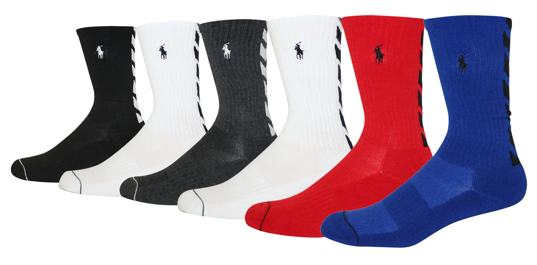 Polo Ralph Lauren Men's 6-Pack Athletic Chevron Crew Sock