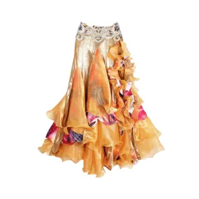 Pre Order:  Bellydance Ruffled Long Full Circle Wrapped Skirt