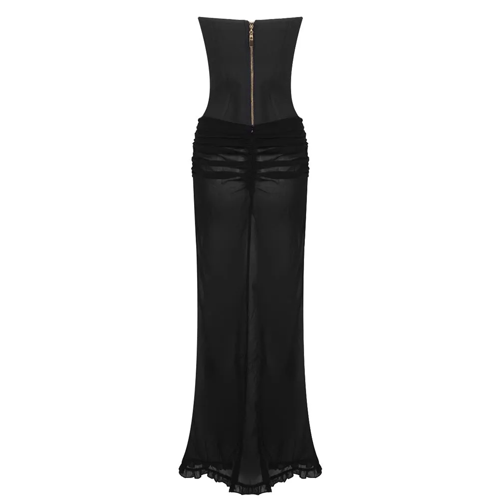 Pre Order:  Mesh Chiffon Tube Top   Mesh Long Skirt