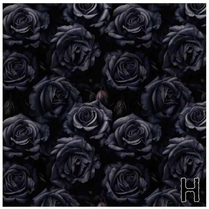 Printed Vinyl & HTV Black Roses Patterns 12 x 12 inch sheet