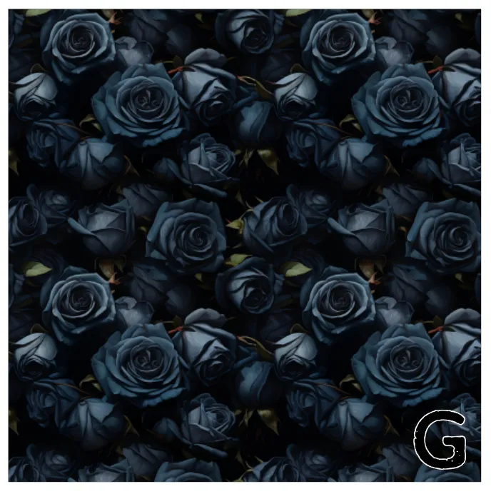 Printed Vinyl & HTV Black Roses Patterns 12 x 12 inch sheet