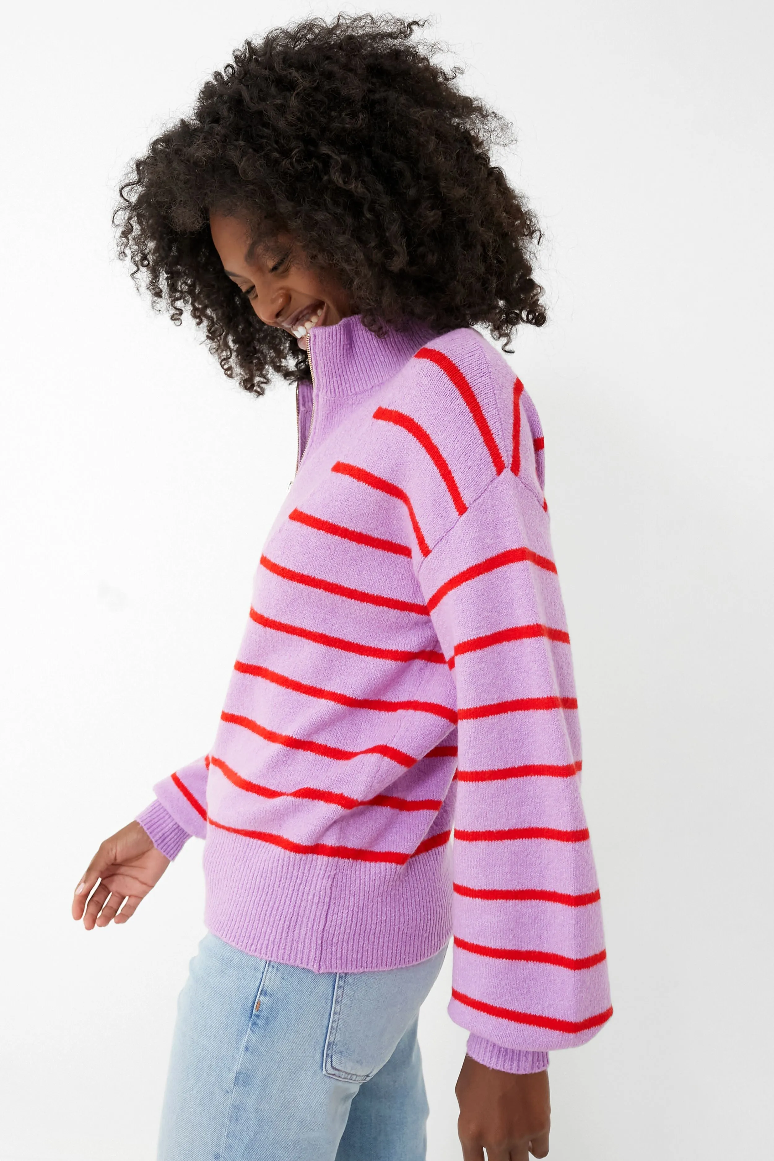 Purple Striped Quarter Zip