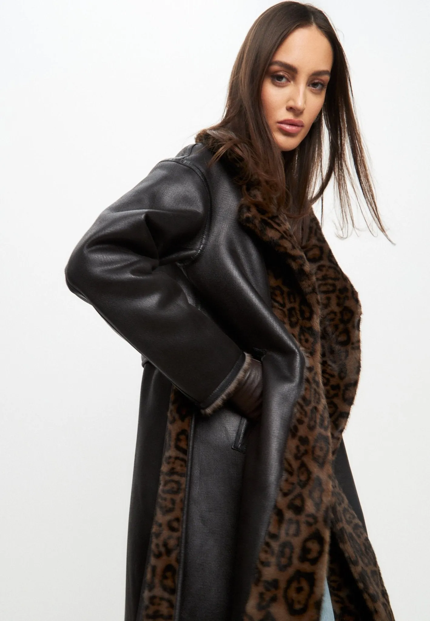 Reversible Long Winter Faux Fur Coat