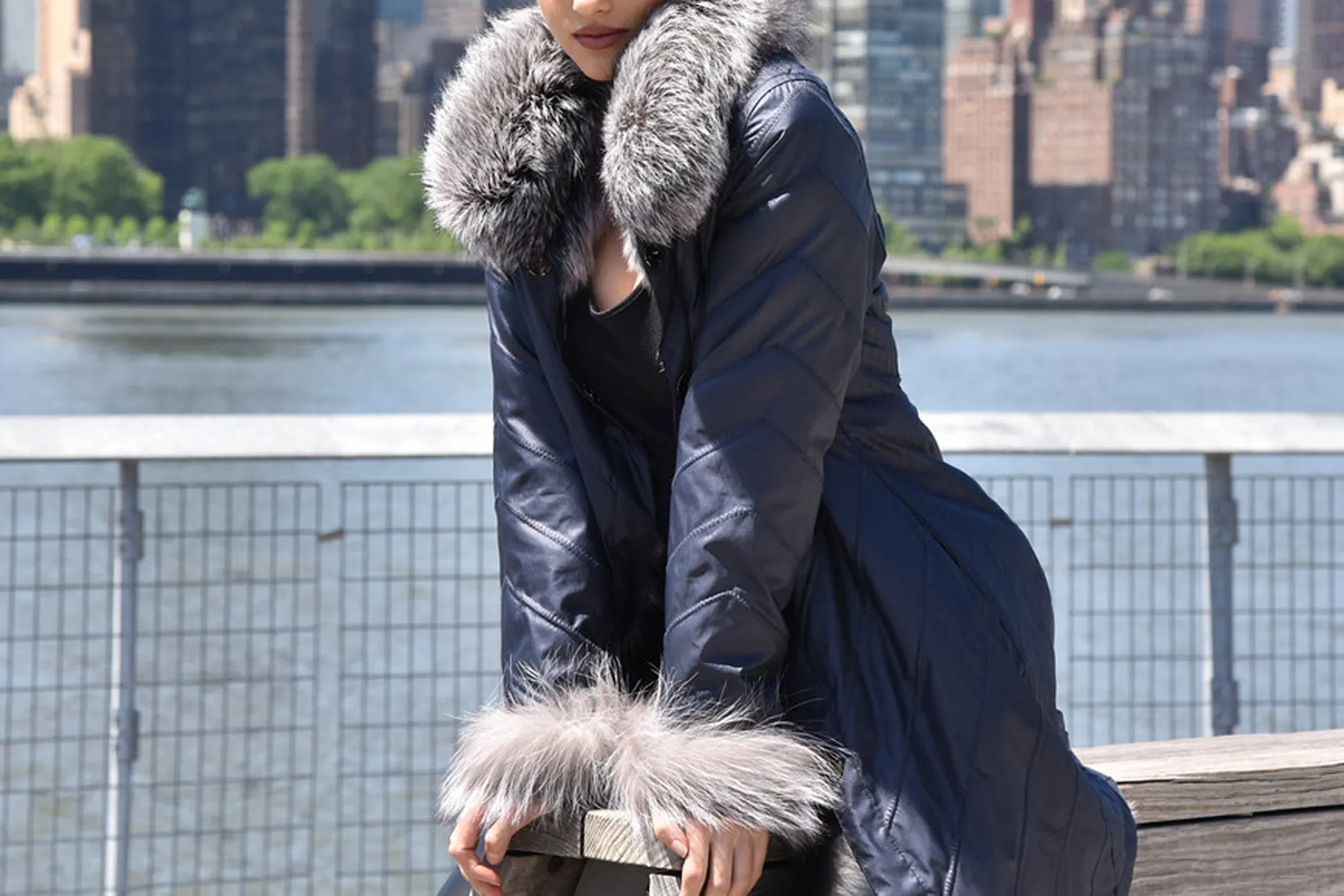 Reversible Silver/Blue Fur Jacket - La Fiorentina