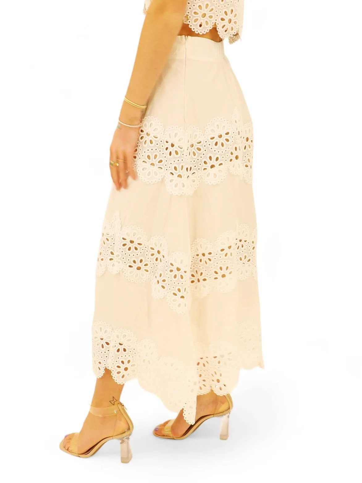 Rhodes Eyelet Midi Skirt