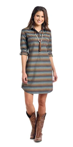 Roughstock by Panhandle Ladies Two Pocket Snap Dress, Wingo Vintage Ombre Stripe