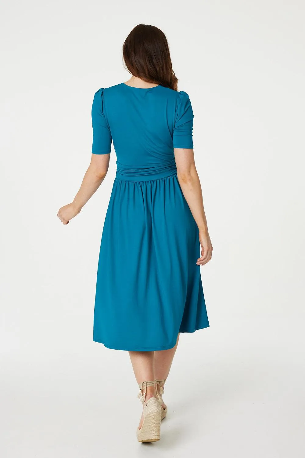 Ruched Waist Jersey Wrap Dress