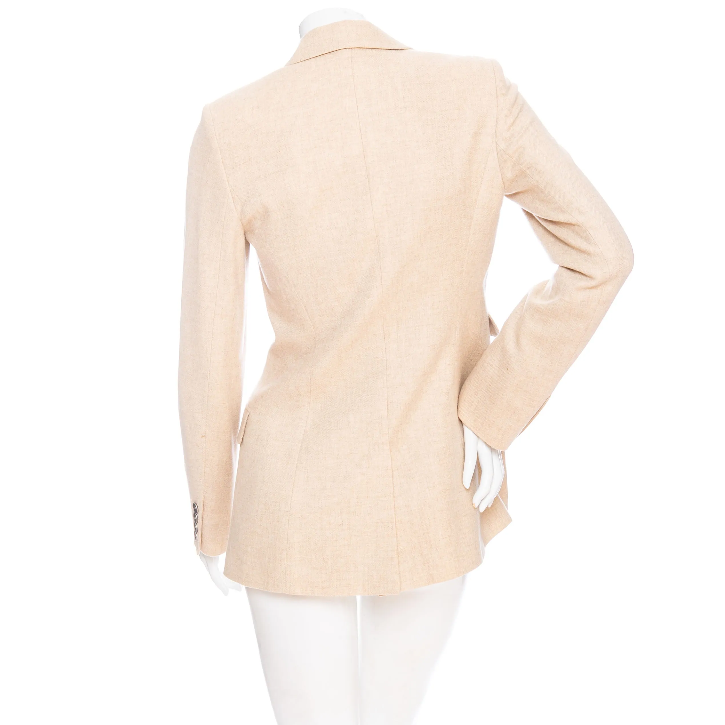 Sand Cashmere Single-Breasted Blazer