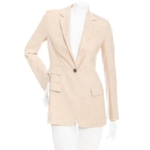 Sand Cashmere Single-Breasted Blazer