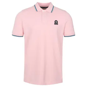 Sandbanks Badge Logo Tipped Polo Shirt in Crystal Rose