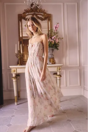 Santee Lurex Chiffon Floral Maxi Dress