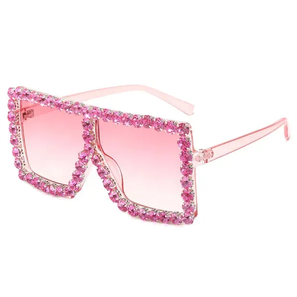 Sexy Light Pink Rhinestone Sunglasses