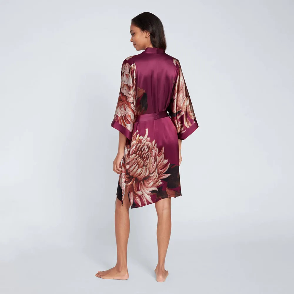 Silk Kiku Short Kimono Robe