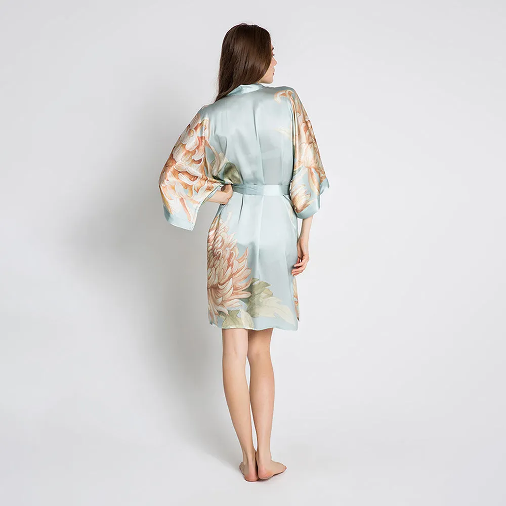 Silk Kiku Short Kimono Robe