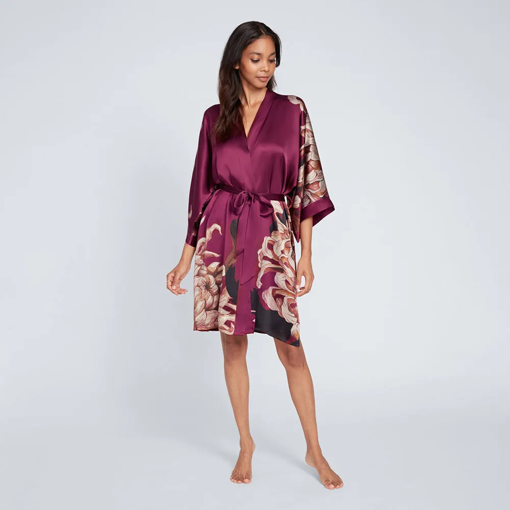 Silk Kiku Short Kimono Robe