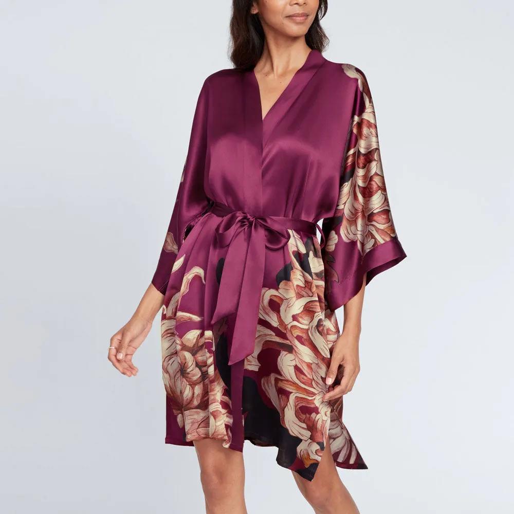 Silk Kiku Short Kimono Robe