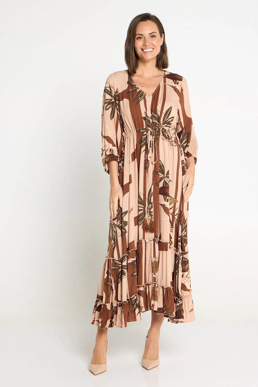 Siobhan Maxi Dress - Cocoa Botanical