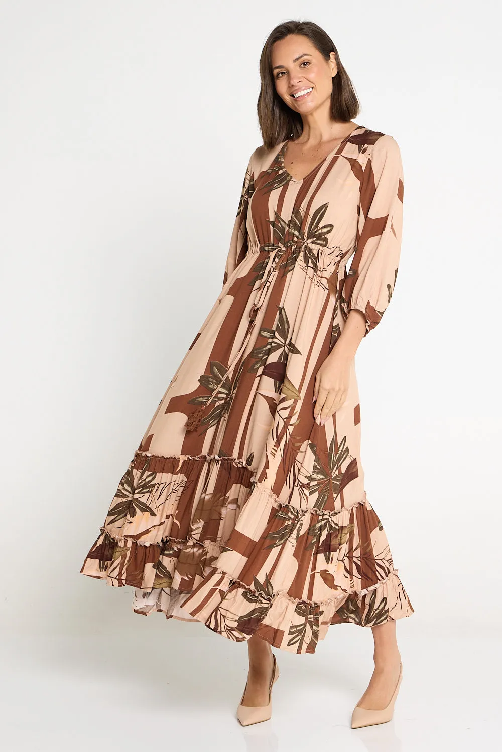 Siobhan Maxi Dress - Cocoa Botanical