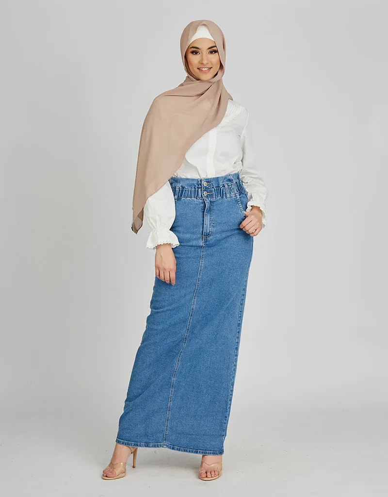 Skirt Maxi Denim High Waisted