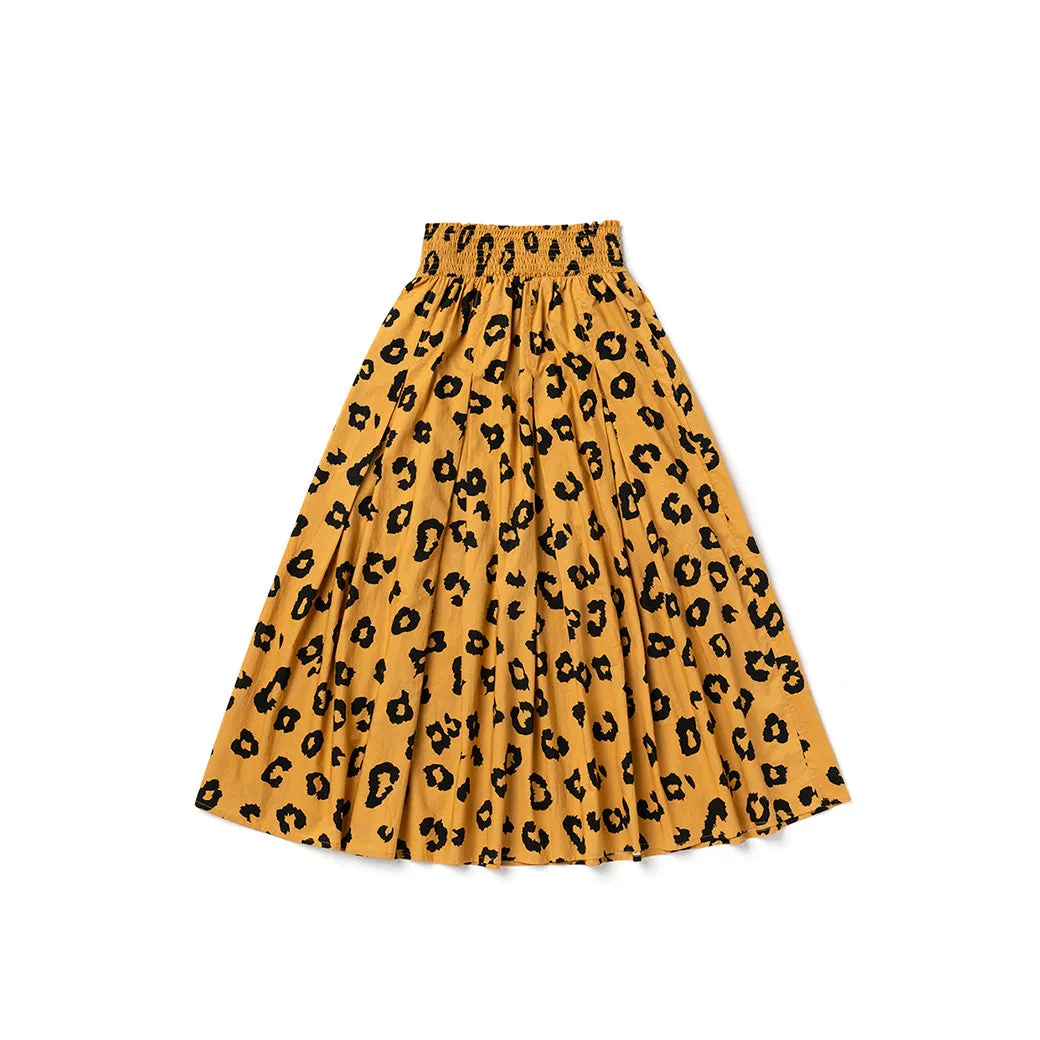 Smocked Waist MIDI Skirt - Cheetah