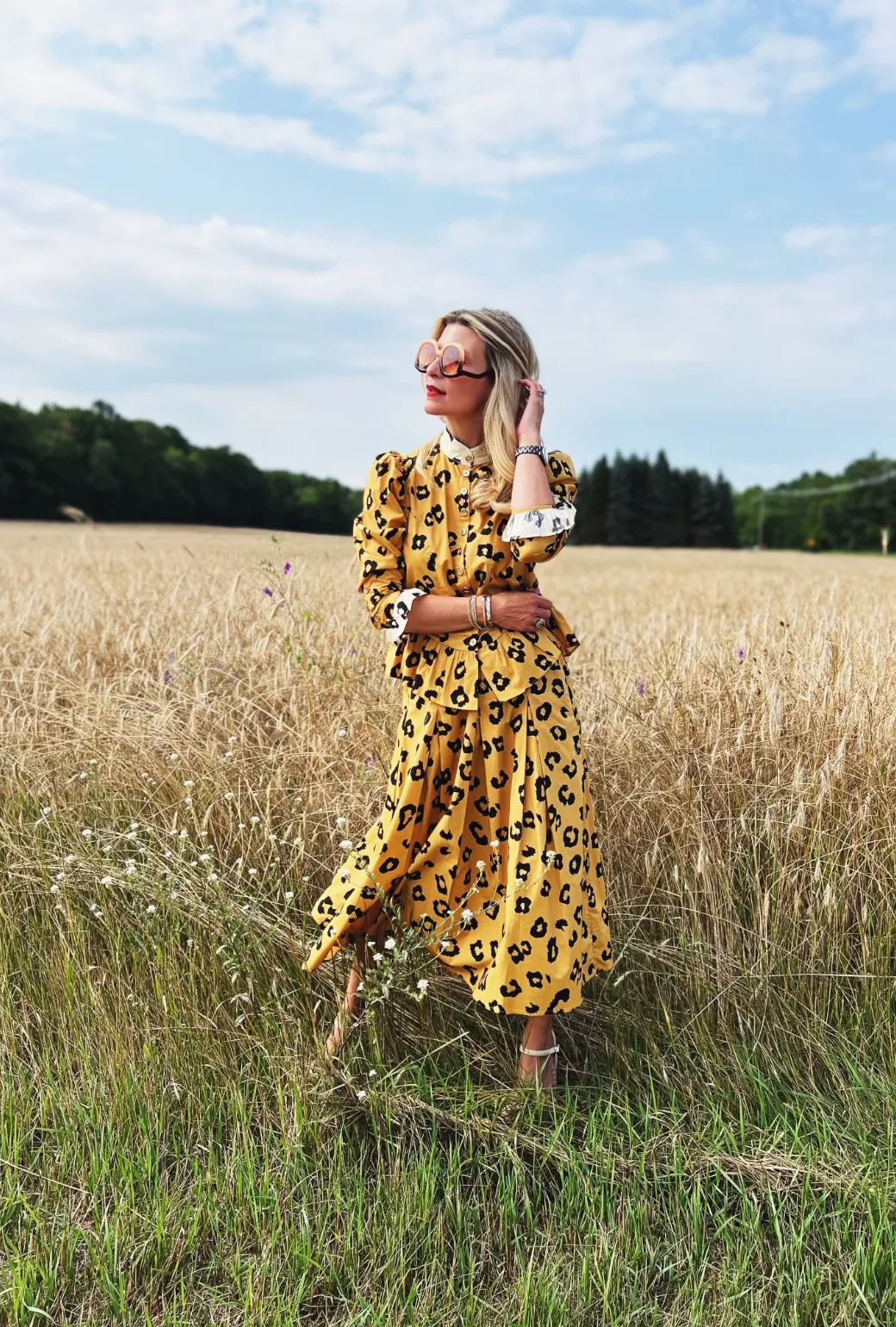 Smocked Waist MIDI Skirt - Cheetah