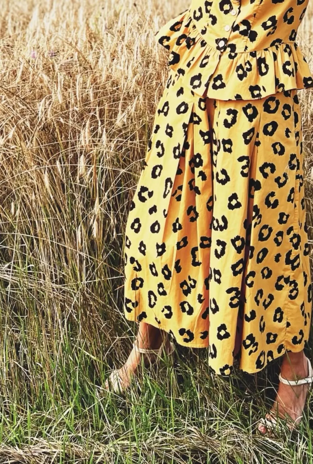 Smocked Waist MIDI Skirt - Cheetah